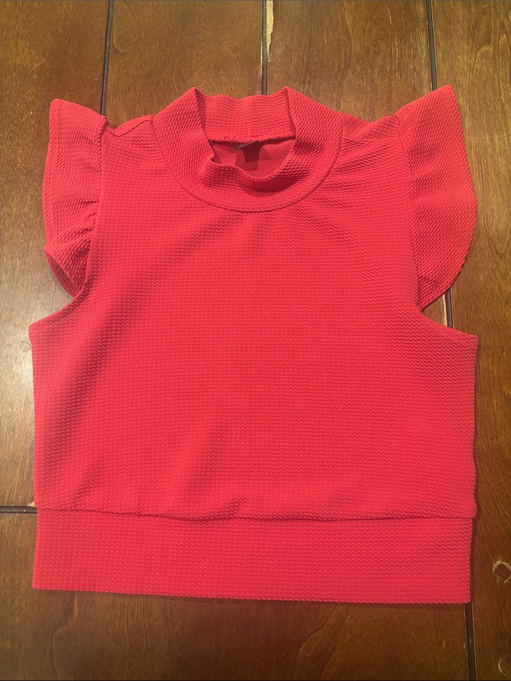 SHEIN Hot Pink Mock Neck Flutter Sleeve Tank Top